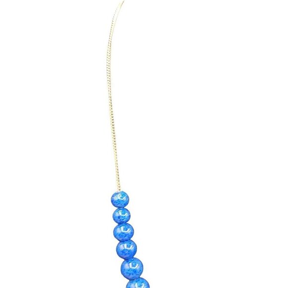 14k Graduated Lapis Lazuli Beaded Necklace 19" Yellow Gold Chain 7.1mm-13mm Bead - Picture 7 of 16